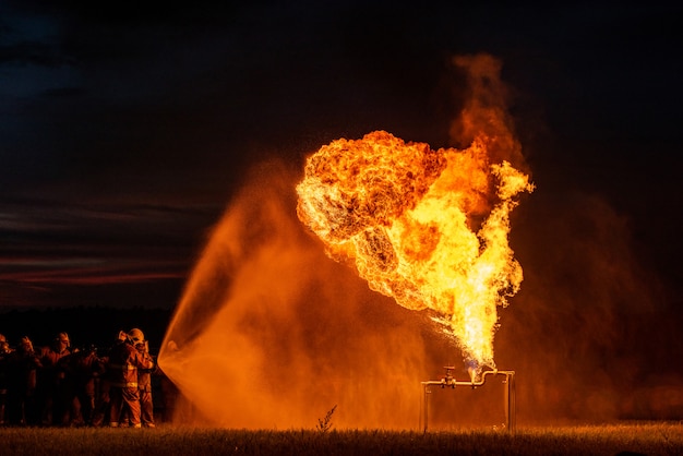 Firefighters and rescue training. 