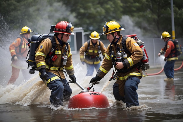 Photo firefighters and rescue training