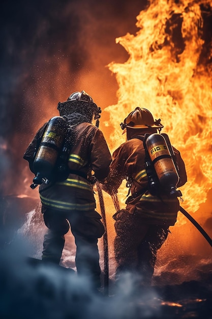 Foto vigili del fuoco con la parola fuoco sulla schiena