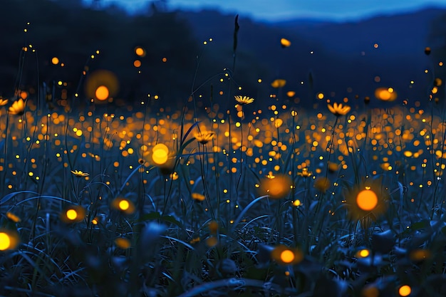 Photo fireflies in the evening