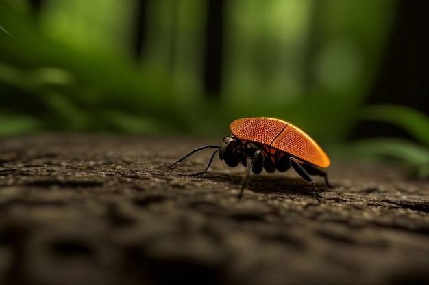 Fireflies glowing in the forest at night