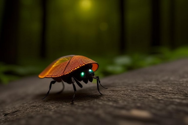 Fireflies glowing in the forest at night