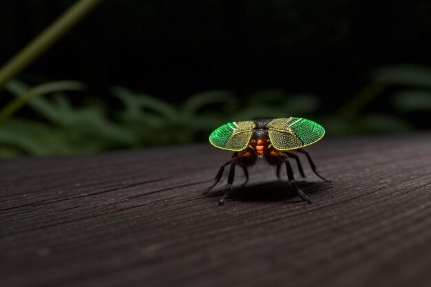 Fireflies glowing in the forest at night