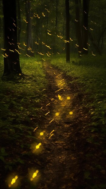 Fireflies racing across the environment