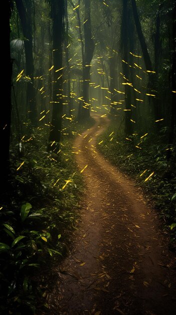 Fireflies racing across the environment