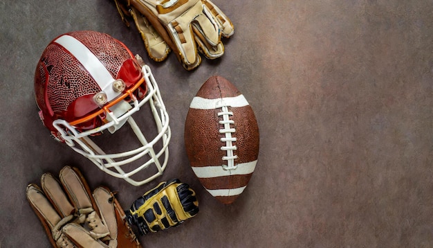 Photo firefly american footbal ball american football gloves and american football outfit background top