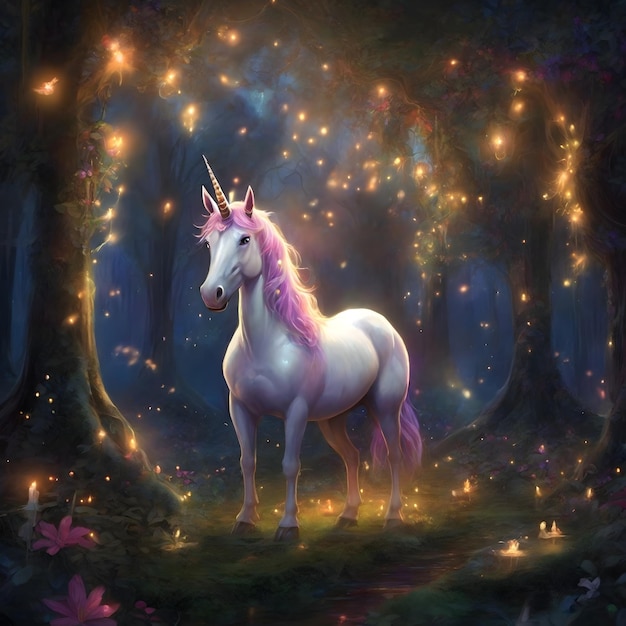 Firefly's Haven A Unicorn in a Enchanted Grove