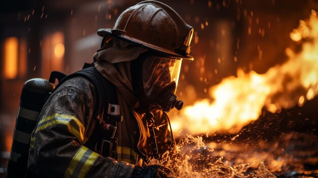 Fireman Battling Fire