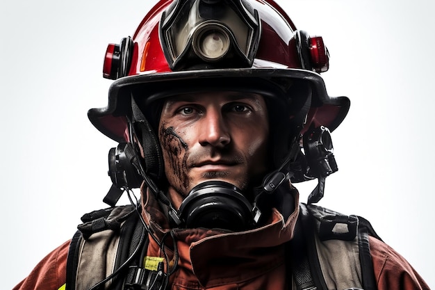 Photo fireman isolated on white background generative ai