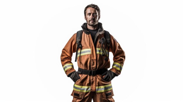 Fireman in Uniform Standing With Hands on Hips