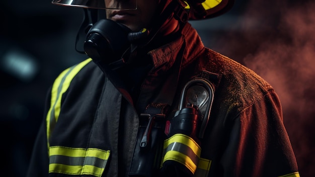 Fireman in Uniform With Helmet On