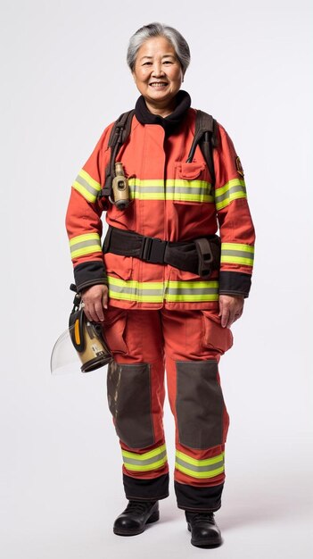 Photo a fireman wearing a fire suit and a firefighter uniform