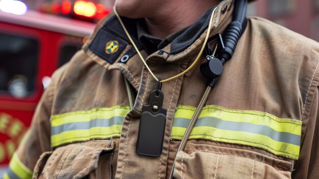 Fireman Wearing Helmet and Holding Fire Hose