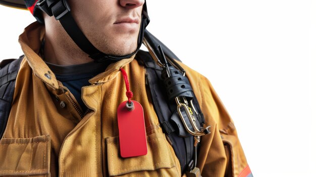 Fireman Wearing Helmet and Holding Fire Hose