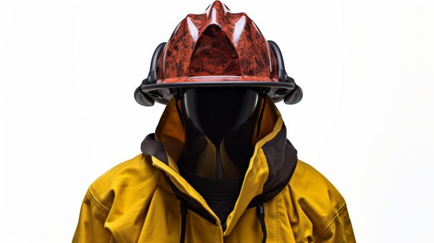 Fireman Wearing Red Helmet and Brown Jacket