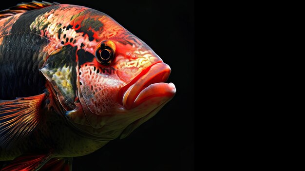 Photo firemouth cichlid in the dark background