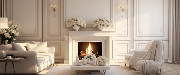 a fireplace in an elegant living room with fireplace