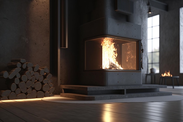 A fireplace in a house with a wood burning fireplace.