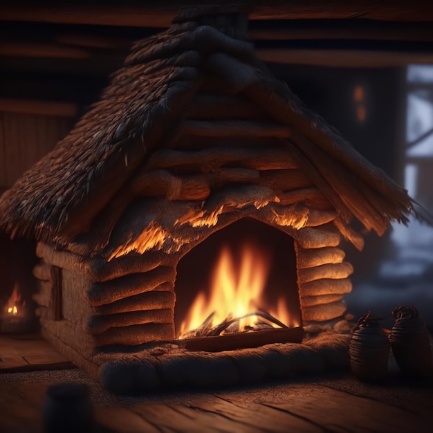 Fireplace at a hut showing relaxation