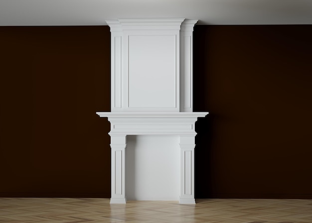 Photo fireplace in living room 3d illustration