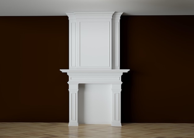 Fireplace in living room 3d illustration