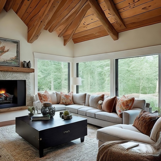 A fireplace in a living room with a fireplace