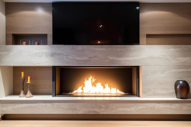 fireplace in luxury home interior design generated with AI