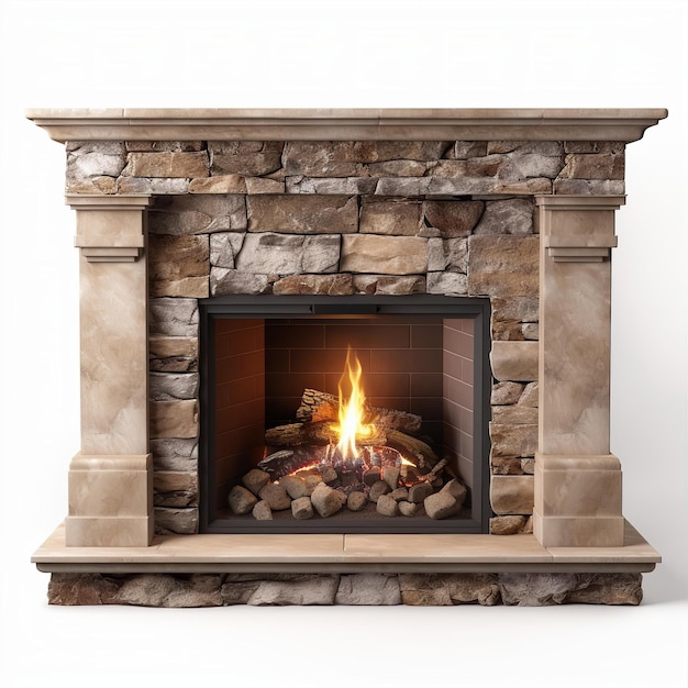 Fireplace on a white background generated by AI