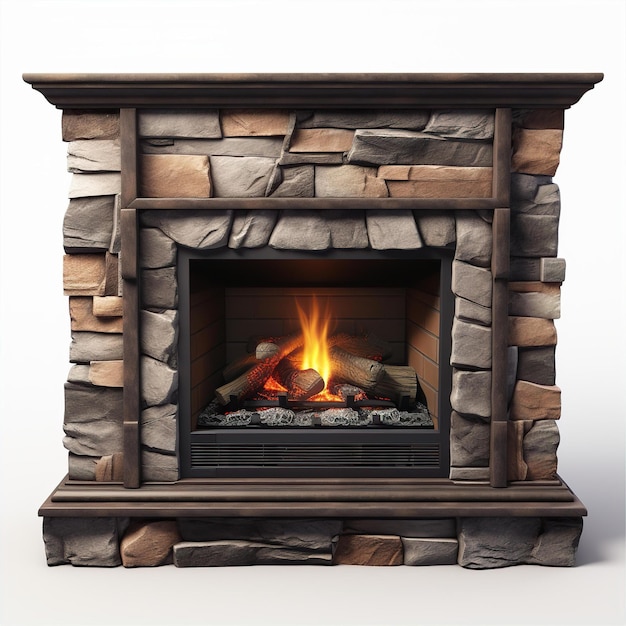 Fireplace on a white background generated by AI