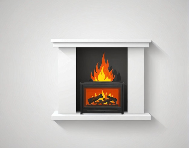 a fireplace with a burning flame