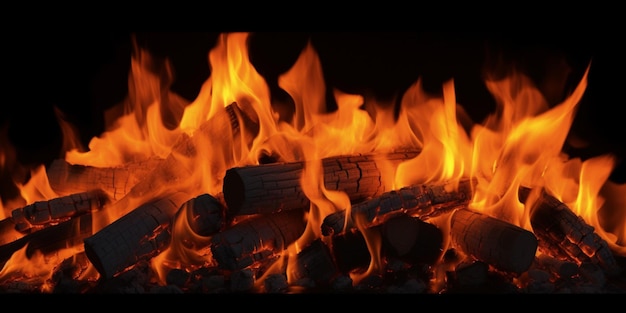 A fireplace with a fire in it and the word fire on the bottom.