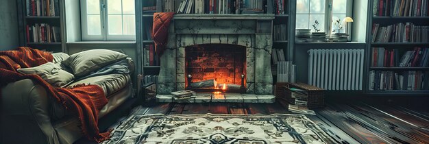 Fireplaces Warm Embrace Illuminating the Room with a Soft Glow A Sanctuary Against the Winter Chill