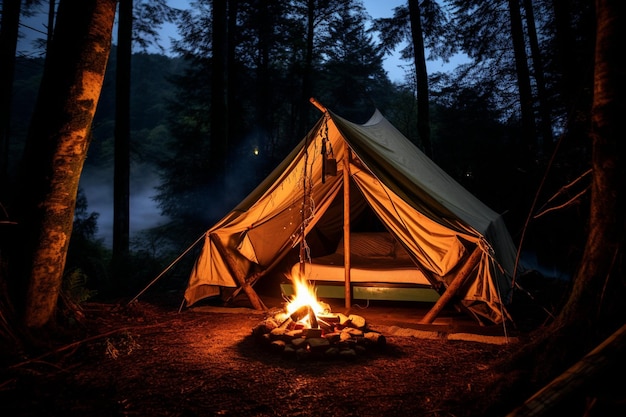 Photo fireside fairytale camping adventure photo
