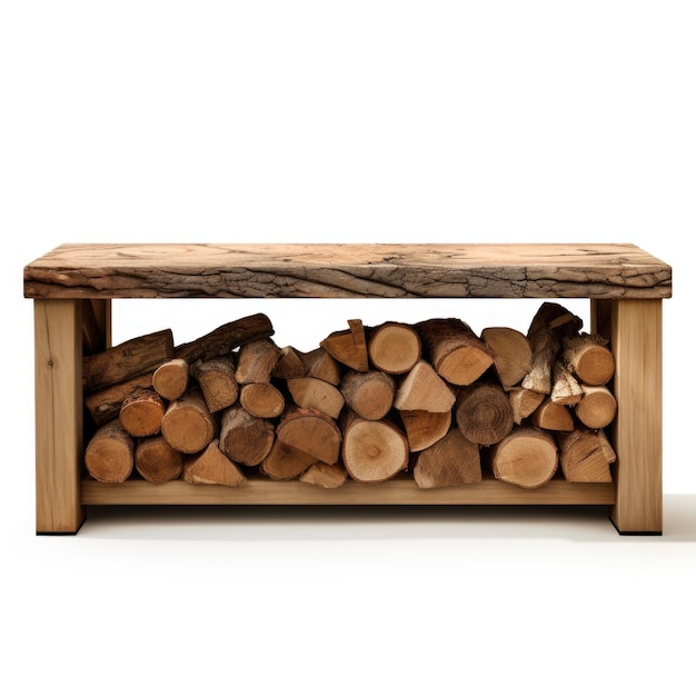 Firewood Storage Bench isolated on white background