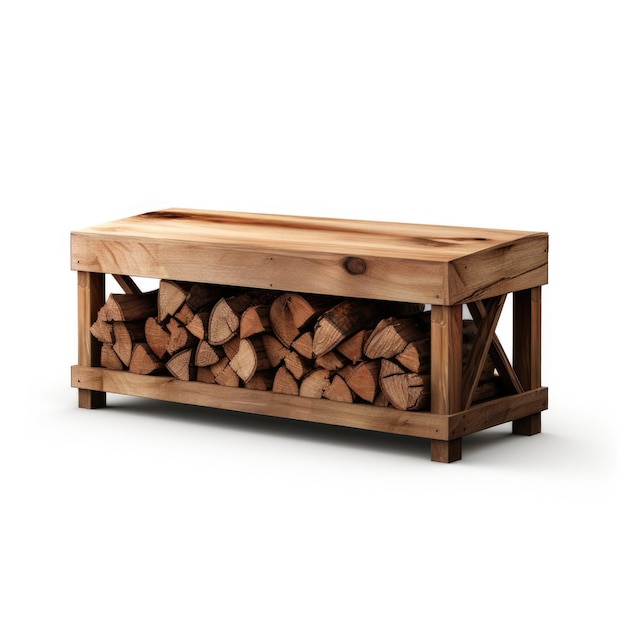 Firewood Storage Bench isolated on white background