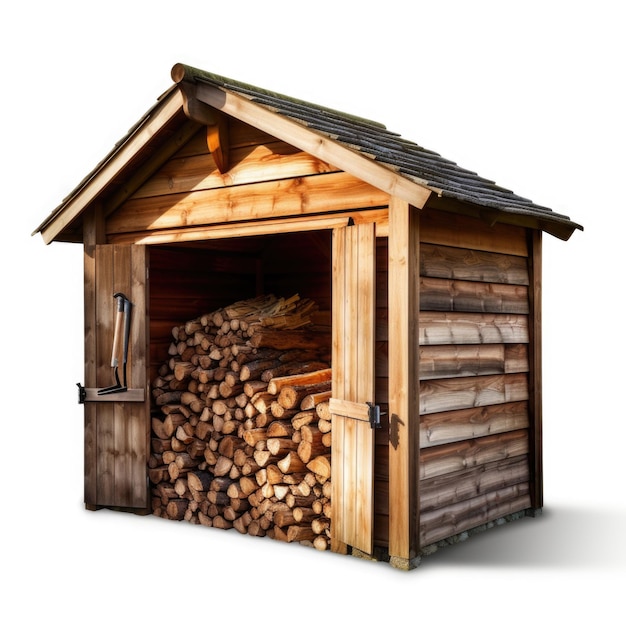 Firewood Storage Shed isolated on white background