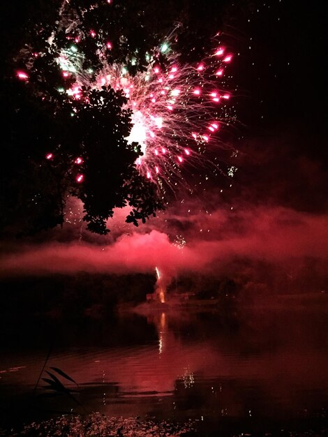 Foto spettacolo di fuochi d'artificio di notte