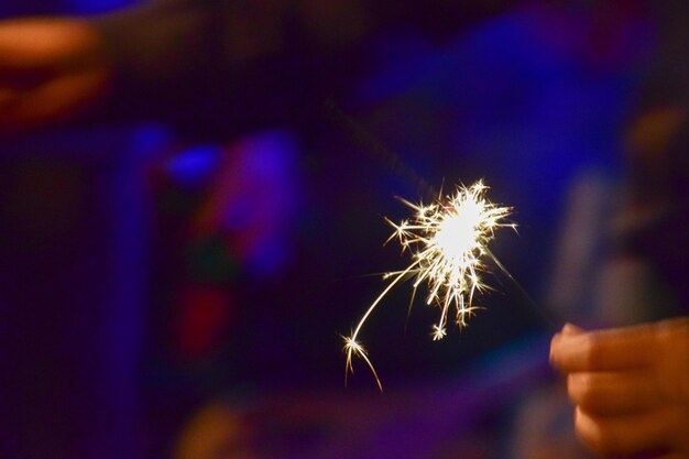 Firework display at night