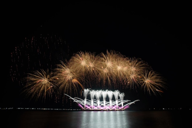 Foto spettacolo di fuochi d'artificio di notte