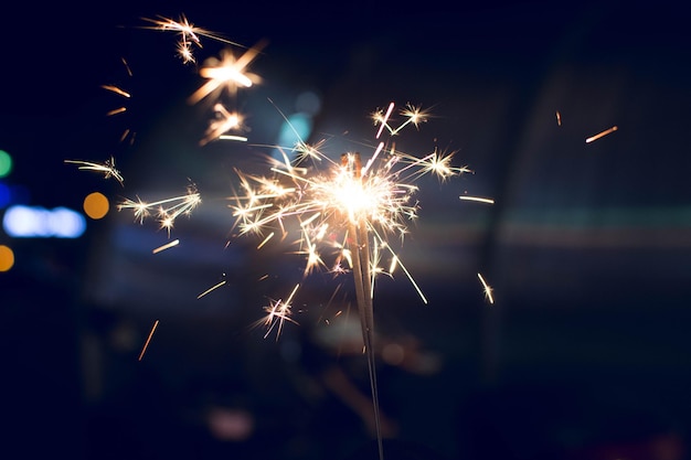 Firework display at night