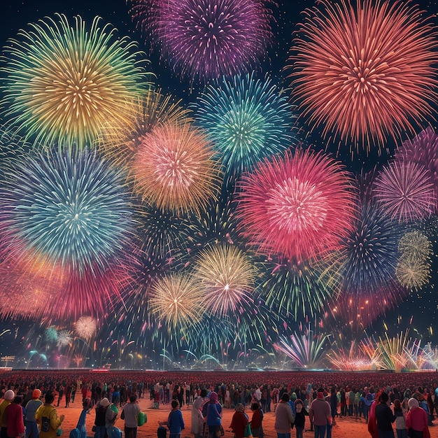 夜の花火祭りは AI によって作成されたものです