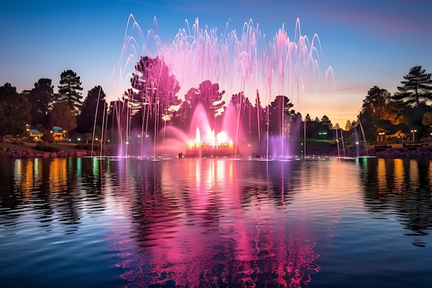 Firework fountains of color