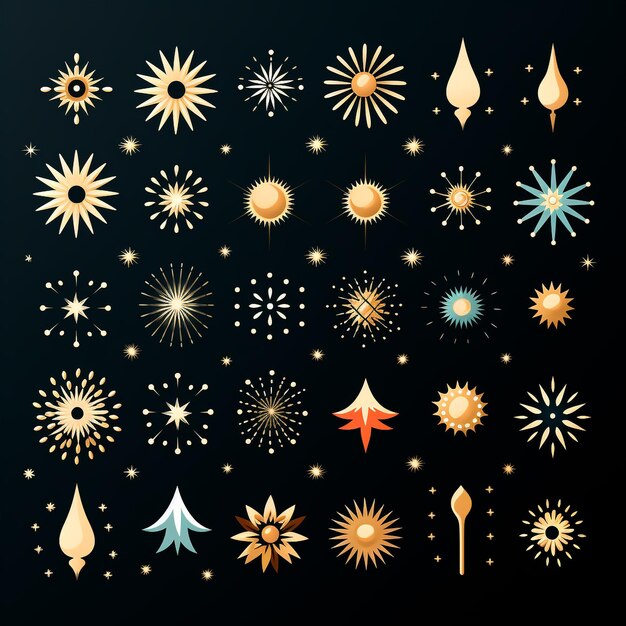 firework pictograms black background