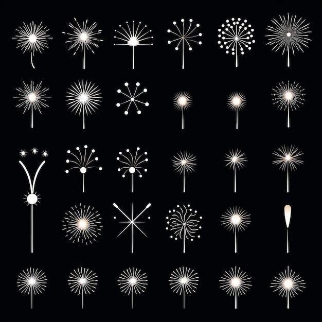 Photo firework pictograms black background