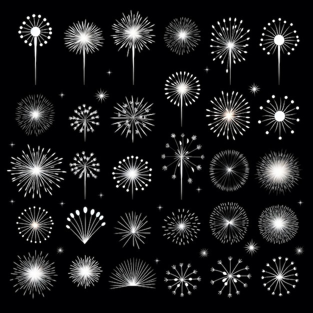 Photo firework pictograms black background