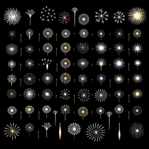 Photo firework pictograms black background