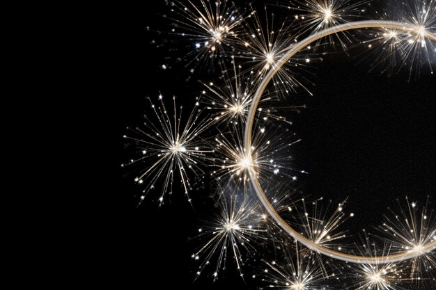 Foto i fuochi d'artificio sono illuminati in un cerchio con uno sfondo nero ai generativo