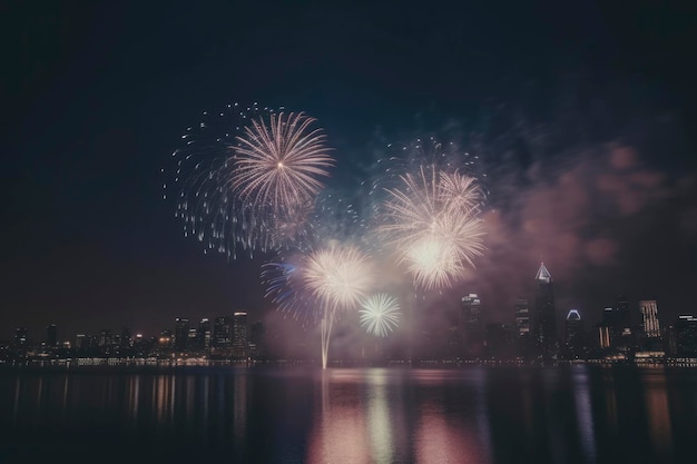 夜には街並みを背景に花火が打ち上げられます。