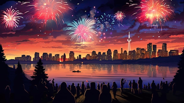 fireworks are shown in this illustration.