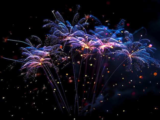 Foto fuochi d'artificio come ombra di silhouette gettata in un'esplosione di colori creative photo of elegant background
